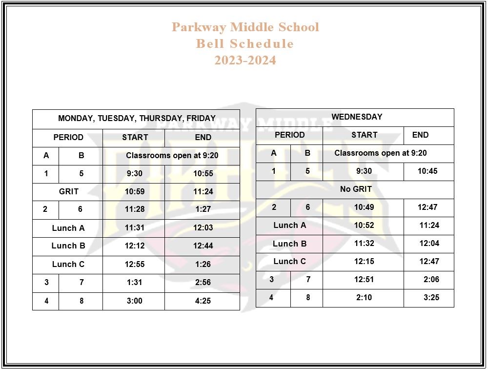 2023-2024 Bell Schedule